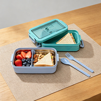 Nouvelle boîte à lunch bento en acier inoxydable 304 à double couche, 3 compartiments, anti-fuite, sans BPA, compatible micro-ondes, vaisselle pour le bureau