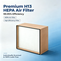 Filtre à air HEPA H13 99,95 % haute efficacité, plissé serré, mini-plissé, filtre en boîte, cadre MDF, pour salle blanche, CVC, AHU, neuf