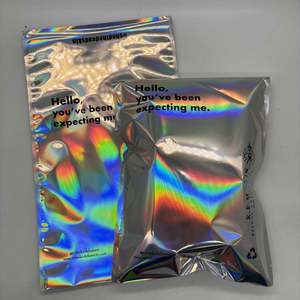 Enveloppe d'expédition en poly holographique avec logo personnalisé pour sweats à capuche, sac d'expédition laser, taille S M L, polymailer d'expédition - Product Image 1