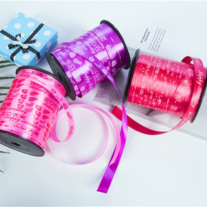Printed Gift Ribbons 10mm Width Colorful With Text And Icons For Birthday Packaging - Product Image 1