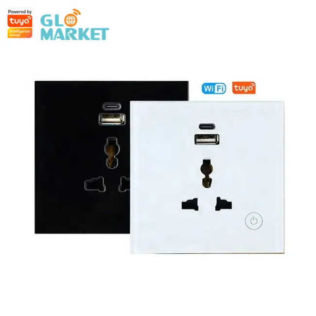 Glomarket Tuya akıllı Wifi/USB tip C ile Zigbee evrensel soket ab/abd/İngiltere standart akıllı duvar soketi 86*86