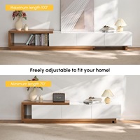 Ensemble Meuble TV et Table Basse en Noyer Style Mid-Century, Conception Extensible, Rangement Spacieux, Moderne, Fabrication OEM Personnalisée