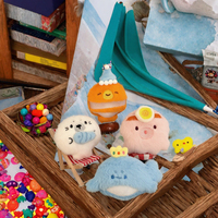Porte-clés en peluche mignon de phoque de dessin animé, boule moelleuse, jouet animal marin en peluche douce, breloque de sac, pendentif pour sac à dos, cadeau