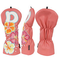 Fleurs en gros, housse de tête de club de golf, housse de tête de driver, broderie rose et verte, accessoires de golf pour femmes