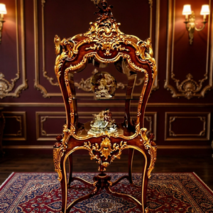 Premium Handcrafted Solid Wood Round <b>Table</b> Durable Movable Antique <b>Gold</b> Decorative Living Room OEM Wholesale Manufacturer - Product Image 1