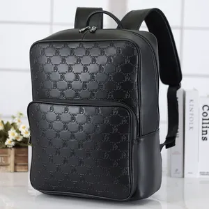 Custom Logo Travelling Fashion Large Capacity Black Full Grain Leather Backpack Customized Genuine Leather Laptop Backpack Bags