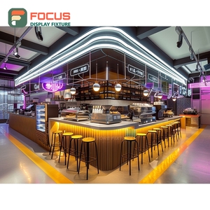 Durable Cafe Service Counter Laminate Wood Finish Syrup Bottle Display Area Roastery Service Counter - Product Image 5