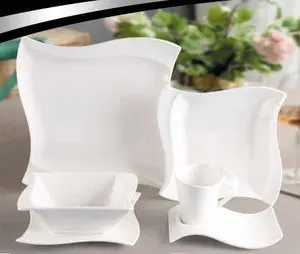 Super White Dinner Set 36 PCS Luxury Porcelain Dinner Set Ceramic Endless Corner Tableware Dinnerware Sets