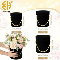 Boîte à fleurs en velours luxueuse avec couvercle et poignée de boîte cadeau imbriquée - Impression quadricolore recyclable pour mariages, fêtes, anniversaires