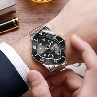 Montre pour homme Alien Water Ghost, style déformé, acier inoxydable, mouvement à quartz, verre saphir, cadran de 43 mm ; design tendance