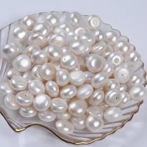 14mm White Color Natural Freshwater Pearl Bread Shape Cultured Loose Pearl