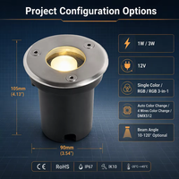 Vente en gros de lumière enterrée à LED panneau en acier inoxydable lumière enterrée intégrée lumières de pelouse rondes étanches RVB à sept couleurs
