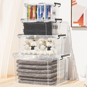 Transparent plastic <b>storage</b> <b>box</b>, clearance <b>storage</b> <b>box</b>, organizer <b>box</b> with lid, large size, thickened acrylic for home use. - Product Image 1