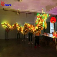 Future Performance LED Dragon Dance Costume Lion Dance Props for Performance 1 Piece Adults Golden Luminous Men's Sets Dj
