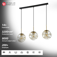 Lustre LED contemporain moderne de luxe à hauteur réglable, monté en surface, avec globe en verre ambré E27, garantie 3 ans, CRI élevé
