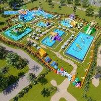 Toboggan aquatique gonflable avec piscine, parc aquatique multi-thèmes, parc aquatique gonflable de qualité commerciale pour l'extérieur