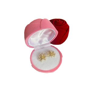 Scatola portagioie personalizzata a forma di rosa in velluto romantico per amanti e coppie san valentino proporre scatole <span class=keywords><strong>regalo</strong></span> per fedi nuziali di fidanzamento - Product Image 4
