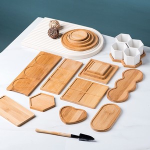 Bambus-Untersetzer-Tablett, Umweltfreundliche Vertiefte Servierplatte mit Mehreren Fächern für Kaffeegetränke und Kleine Pflanzen - Product Image 4
