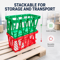 Boîte de rangement pour œufs carrée durable 370x370x355mm, caisse en plastique empilable pour l'élevage de volailles