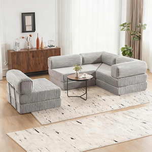 Ensemble de canapé-<span class=keywords><strong>lit</strong></span> modulaire convertible en forme de L, canapé inclinable avec design pliable portable pour salon, utilisation en salle de sport, meubles de salon - Product Image 4