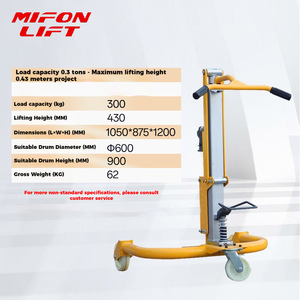 รถยกถังไฮดรอลิกแบบแมนนวล MIFONLIFT รับน้ำหนัก 300 กก. พร้อมที่หนีบแบบปากนกอินทรี ขนาด 200 ลิตร สำหรับยกถังเหล็กและถังพลาสติก - Product Image 6