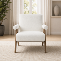 Fauteuil d'appoint moderne en bois massif, rembourré en tissu, pour salon, hôtel, salle à manger