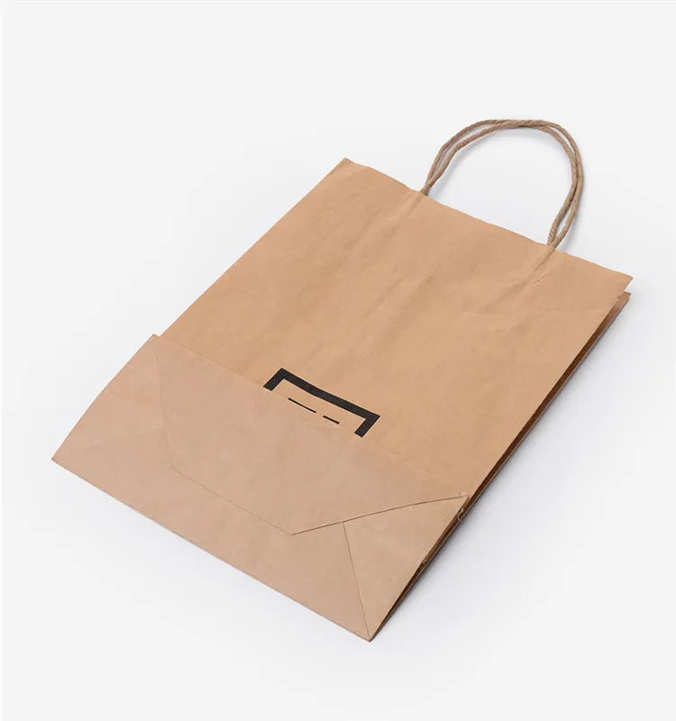 Großhandel benutzer definierte Logo Druck Lebensmittel zum Mitnehmen Brown Craft Papiertüte mit Griff Popcorn Food Bag