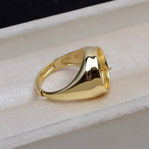 Anillo Abierto de Plata S925, Diseño Grueso, 13 Perlas de Concha de Caballito, Accesorio DIY, Producto Semiterminado para Perlas Sueltas - Product Image 3