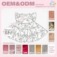 Robe d'été sans manches à volants et imprimé floral pour enfants, robe de princesse en coton doux à étages pour bébés filles