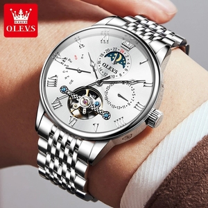 Montre homme OLEVS 7009 originale, montre squelette automatique de luxe pour homme, calendrier, étanche, montre à aiguilles, phase lunaire, montre mécanique - Product Image 2