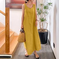 Robe longue élégante d'été pour femme, décontractée, sans manches, pour la plage, les vacances, les fêtes, grande taille, vente en gros