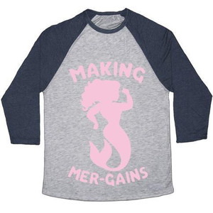 Making Mer-Gains Unisex Tri-Blend <b>Baseball</b> <b>Tee</b> - Product Image 2