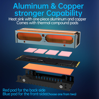 Jeyifactory RGB M.2 2280 Heatsink 401W, sirip tembaga & bingkai aluminium untuk Gaming/PS5 SSD pasif pendingin stok pabrik