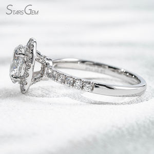 Starsgem 1.64ct Oval Cut DEF VS Lab Grown Diamond Classic Bague de fiançailles Halo en or blanc 18K pour cadeau - Product Image 4