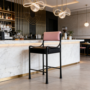 Taburete de <span class=keywords><strong>Bar</strong></span> Moderno de Lujo Ligero con Tapicería de Tela Tejida |   Silla de Barra con Estructura Metálica Estilo Industrial para Bares en Azoteas y Comedores de Lujo - Product Image 2
