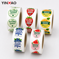 Gepersonaliseerde fruitvormige voedselstickers, vers verzegelde zelfklevende rol-etiketten voor fruitverpakkingen, veiligheidszegel stickerlabel
