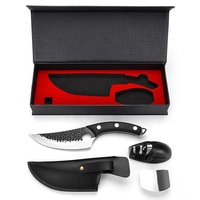 Couteau à désosser artisanal, lame en acier inoxydable, fourreau en cuir, forgé, pour la chasse en plein air, le barbecue, le boucher, emballage personnalisé