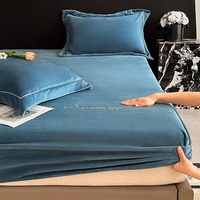 Parure de draps ajustés en flanelle pour l'automne et l'hiver, housse de matelas et taie d'oreiller brodées avec lettres, bande élastique 360°