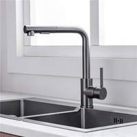 Robinet de cuisine moderne personnalisé en acier inoxydable à poignée unique, avec valve thermostatique, noyau en céramique, finition chromée, montage sur plan, douchette extractible