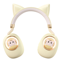 MS-B5 Écouteurs Stéréo Sans Fil avec Oreilles de Chat Mignonnes et Micro pour Filles, Compatibles Type-C avec Téléphones Mobiles, Haut-parleurs 40mm