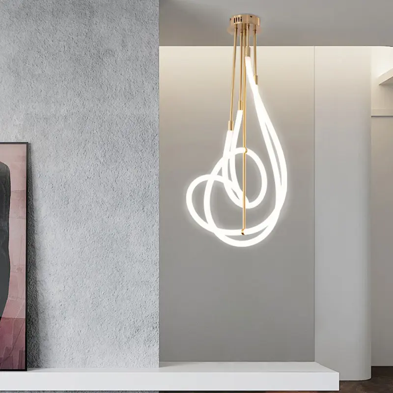 New design 360 degrees of soft line simple Hotel Office Villa Living Room Kitchen led chandeliers indoor lighting