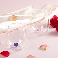 Verres à vin modernes Artdragon de 16 oz avec marqueur en forme de cœur 3D, cadeaux de mariage ou de la Saint-Valentin pour femmes, petite amie, épouse