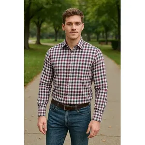 Camisa a Cuadros de Manga Larga Casual para Hombre Aristos, 100% Algodón, Cuello con Botones, Talla 6XL, Ropa de Moda - Product Image 4