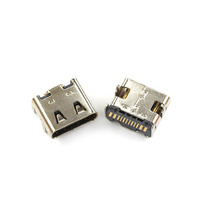 Connecteur femelle USB 3.1 Type-C 16 broches, simple rangée, sans trou, SMD, sur bande et bobine, boîtier tout cuivre et acier inoxydable pour PCB