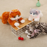 Robot chat en peluche blanc à commande tactile, qui miaule et ronronne, cligne des yeux, jouet en coton doux pour le sommeil