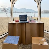 Table pliante ondulée peu encombrante, bureau en carton laminé écologique détachable, portable à 3 niveaux pour une utilisation durable