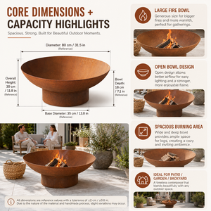 Focolare da Esterno Quadrato Senza Fumo per Giardino, Cortile, Terrazza, Patio - Braciere in Ferro Resistente <span class=keywords><strong>a</strong></span> <span class=keywords><strong>Legna</strong></span> - Product Image 5