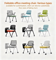 Chaise de conférence pliable avec roulettes pivotantes, design empilable, structure métallique, personnalisable pour bureaux, salles de formation et salles de conférence