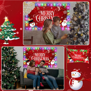 Bandera de Feliz Navidad de alta calidad con luz LED, diseño personalizado de 3X5, imprima su logotipo, letrero de patio para decoración de vacaciones al aire libre - Product Image 4