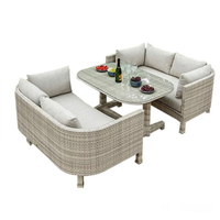 Ensemble de canapés en rotin pour l'extérieur, design minimaliste moderne et créatif, avec coussins amovibles et lavables, pour balcon, cour et terrasse